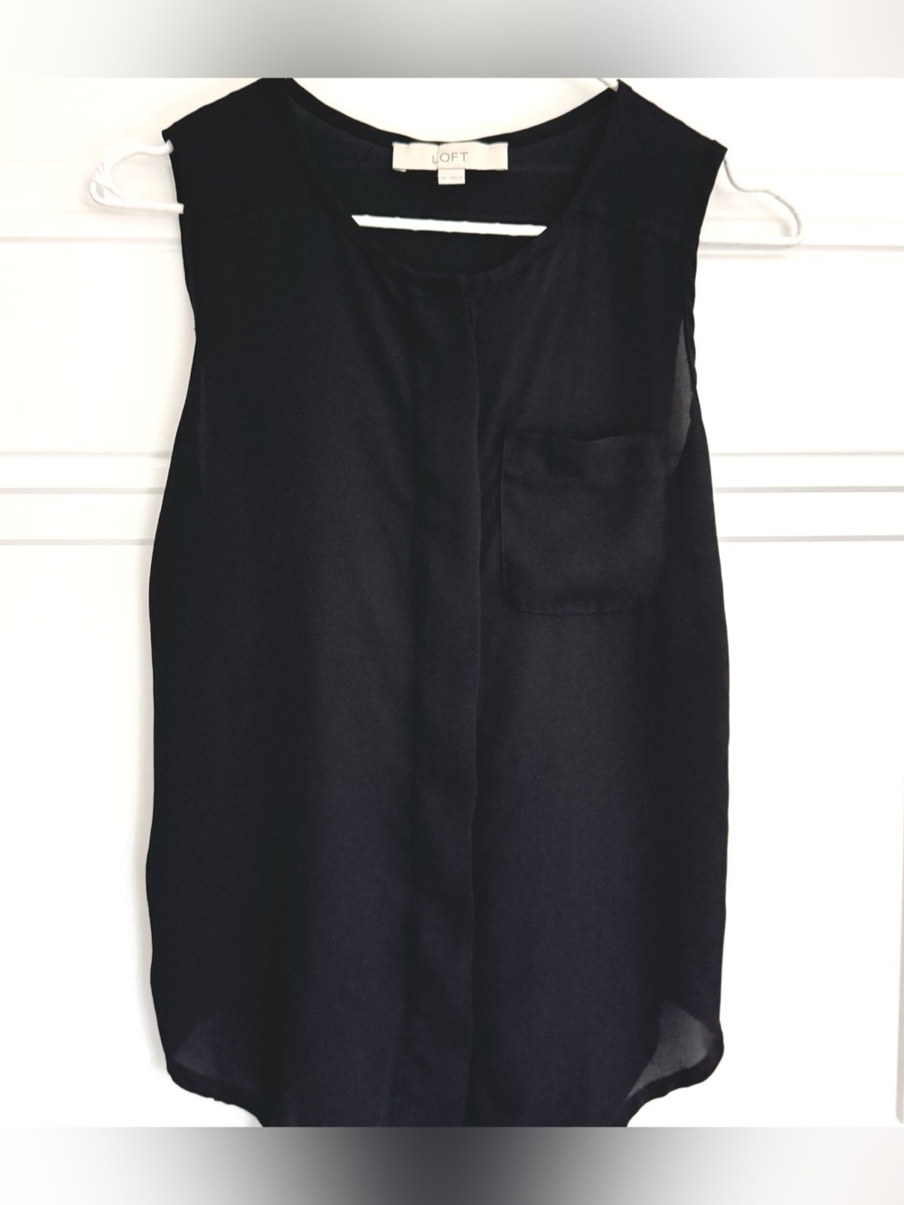 LOFT Black Sleeveless Blouse Hidden Button Front, XS
